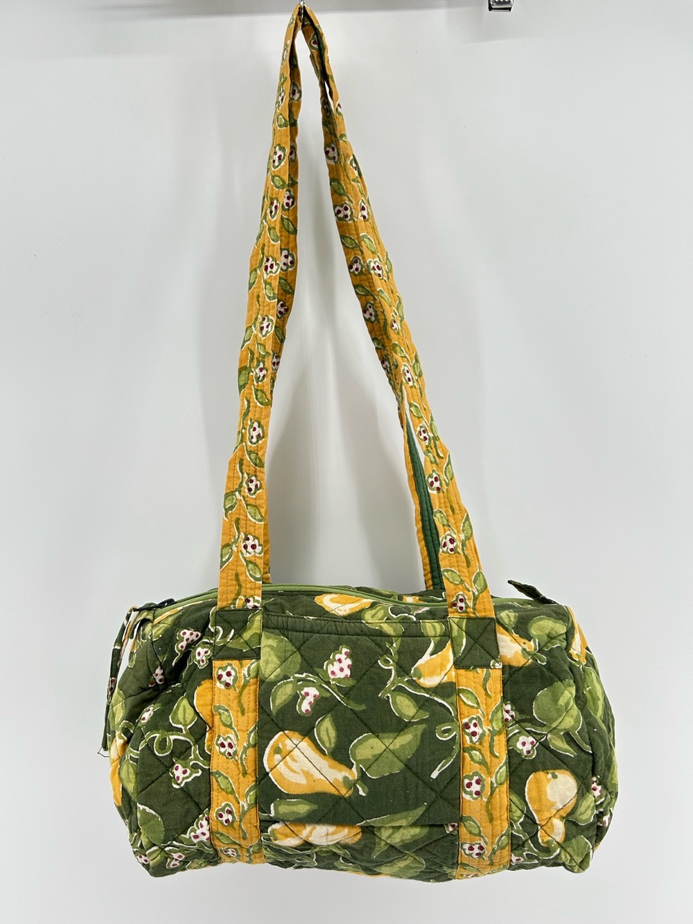 Pomegranate Quilted Cotton Green & Yellow Pear Shoulder Bag Cottagecore
